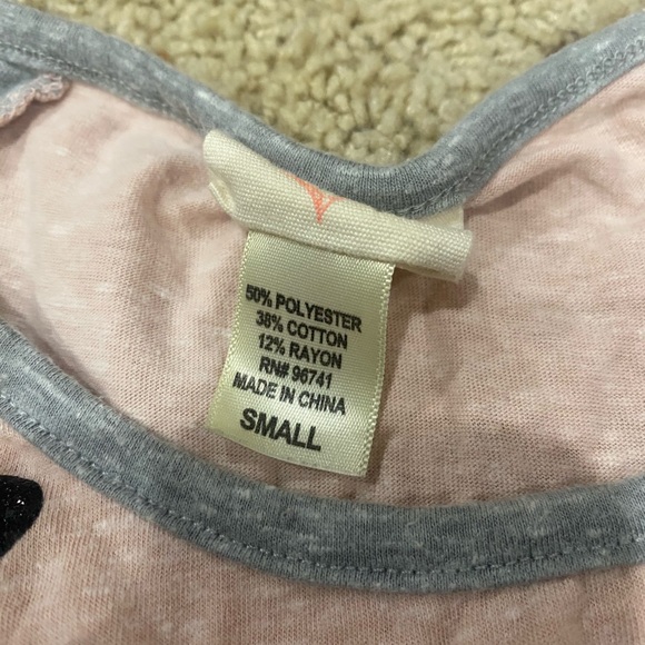 Self Esteem Pink Heart Print Raglan Top Size Small Casual Tee - Picture 5 of 7